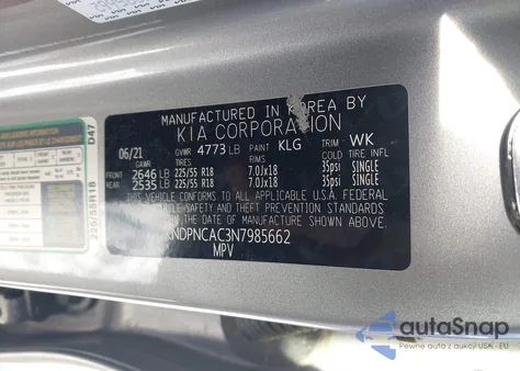 2022 Kia Sportage Ex из США, поврежденный, VIN KNDPNCAC3N7985662